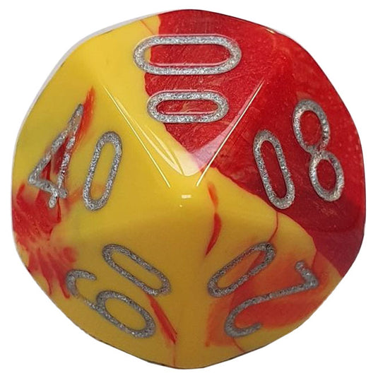 Chessex - Gemini 16mm D10/100 - Red-Yellow w/Silver