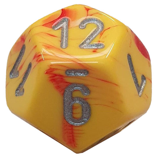 Chessex - Gemini 16mm D12 - Red-Yellow w/Silver