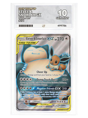 Pokemon - Team Up - Eevee & Snorlax GX- 171/181 (ACE Art Label 10 Graded Slab)