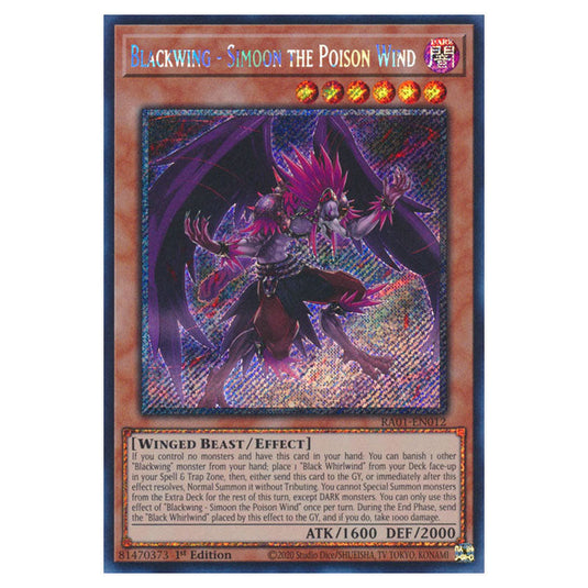 Yu-Gi-Oh! - 25th Anniversary Rarity Collection - Blackwing - Simoon the Poison Wind (Platinum Rare) RA01-EN012-PR