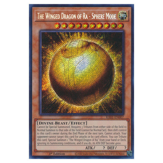 Yu-Gi-Oh! - 25th Anniversary Rarity Collection - The Winged Dragon of Ra - Sphere Mode (Secret Rare) RA01-EN007-SECR