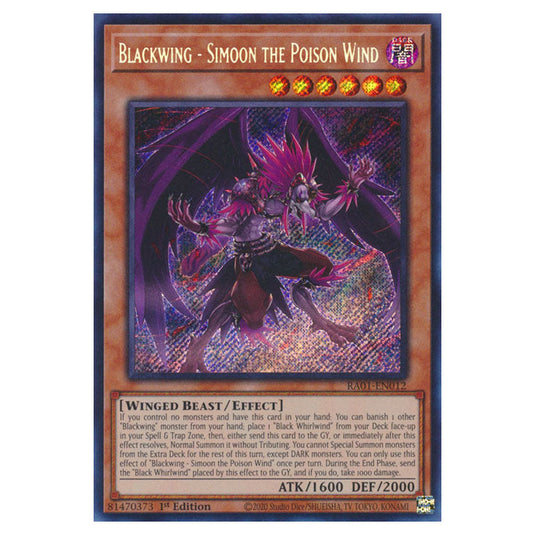 Yu-Gi-Oh! - 25th Anniversary Rarity Collection - Blackwing - Simoon the Poison Wind (Secret Rare) RA01-EN012-SECR
