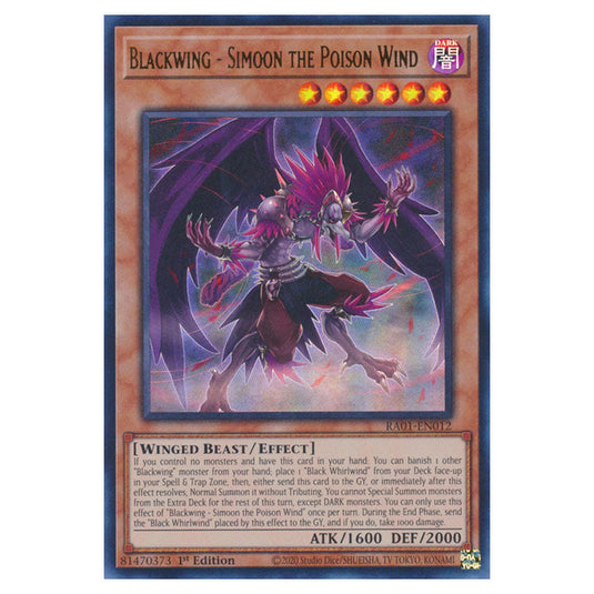 Yu-Gi-Oh! - 25th Anniversary Rarity Collection - Blackwing - Simoon the Poison Wind (Ultra Rare) RA01-EN012-UR