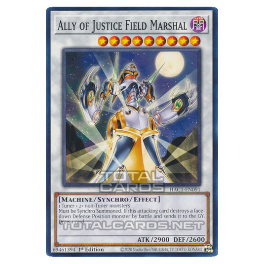 Yu-Gi-Oh! - Hidden Arsenal - Chapter 1 - Ally of Justice Field Marshall (Common) HAC1-EN091