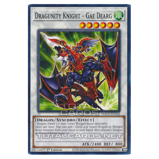 Yu-Gi-Oh! - Hidden Arsenal - Chapter 1 - Dragunity Knight - Gae Dearg (Normal Parallel Rare) HAC1-EN163A
