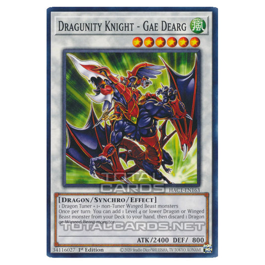 Yu-Gi-Oh! - Hidden Arsenal - Chapter 1 - Dragunity Knight - Gae Dearg (Normal Parallel Rare) HAC1-EN163A Yu-Gi-Oh! - Hidden Arsenal - Chapter 1 - Dragunity Knight - Gae Dearg (Normal Parallel Rare) HAC1-EN163A