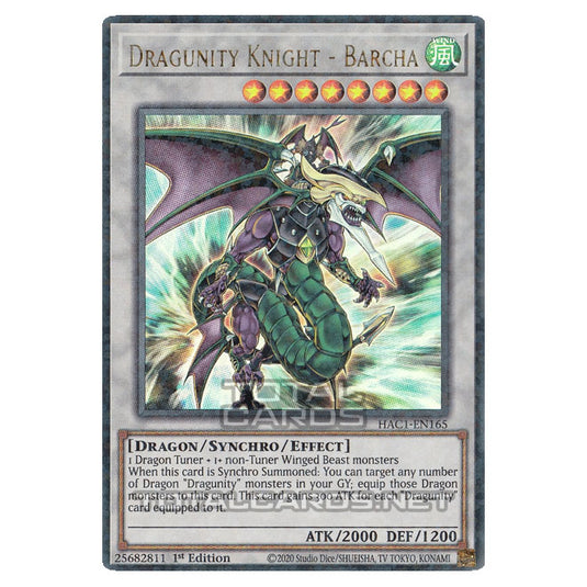 Yu-Gi-Oh! - Hidden Arsenal - Chapter 1 - Dragunity Knight - Barcha (Ultra Parallel Rare) HAC1-EN165
