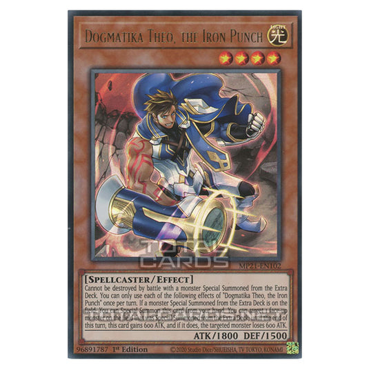 Yu-Gi-Oh! - 2021 Tin of Ancient Battles - Dogmatika Theo, the Iron Punch (Ultra Rare) MP21-EN102