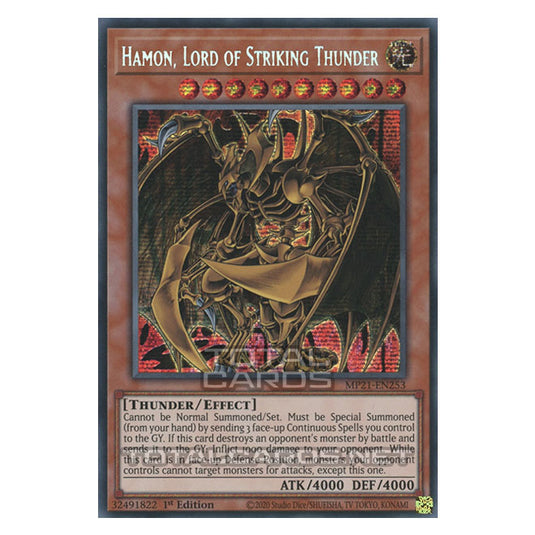 Yu-Gi-Oh! - 2021 Tin of Ancient Battles - Hamon, Lord of Striking Thunder (Prismatic Secret Rare) MP21-EN253