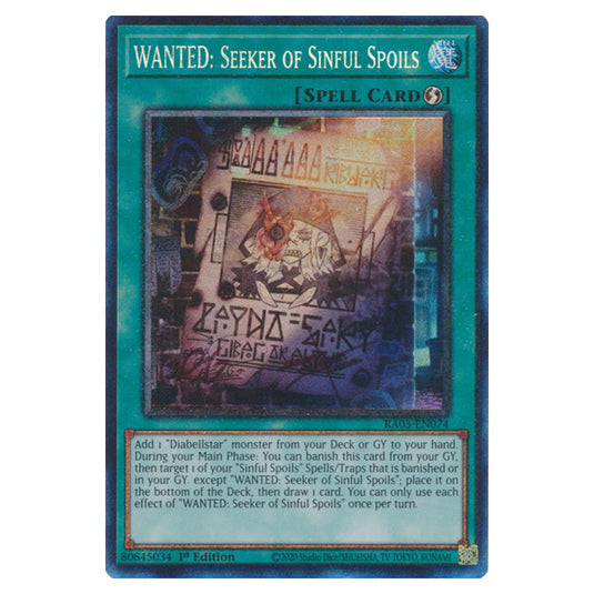 Yu-Gi-Oh! - Quarter Century Bonanza - WANTED: Seeker of Sinful Spoils (Collectors Rare) RA03-EN074