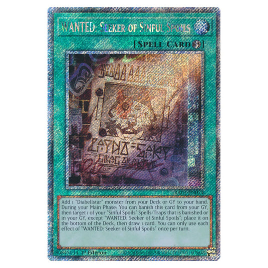 Yu-Gi-Oh! - Quarter Century Bonanza - WANTED: Seeker of Sinful Spoils (Platinum Secret Rare) RA03-EN074