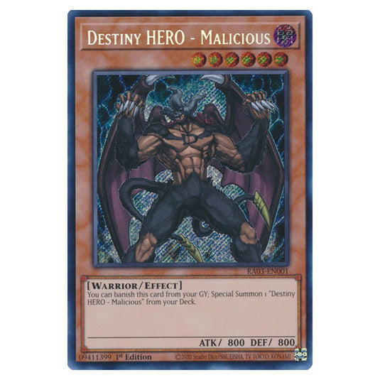 Yu-Gi-Oh! - Quarter Century Bonanza - Destiny HERO - Malicious (Secret Rare) RA03-EN001