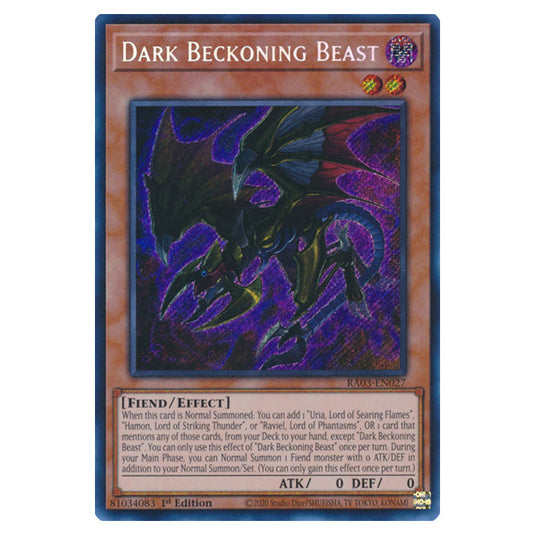 Yu-Gi-Oh! - Quarter Century Bonanza - Dark Beckoning Beast (Secret Rare) RA03-EN027