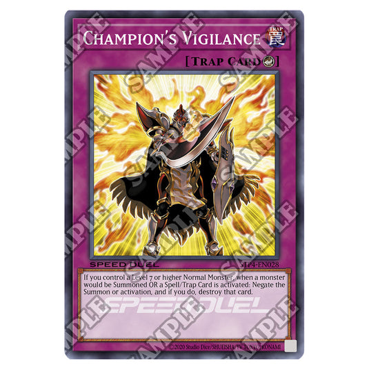 Champion's Vigilance STP4-EN028 card from the Yu-Gi-Oh! set Speed Duel Tournament Pack 4