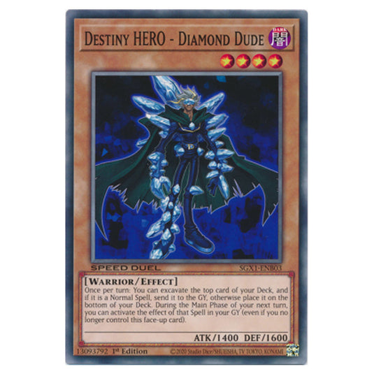 Destiny HERO - Diamond Dude STP5-EN008 card from the Yu-Gi-Oh! set Speed Duel Tournament Pack 5