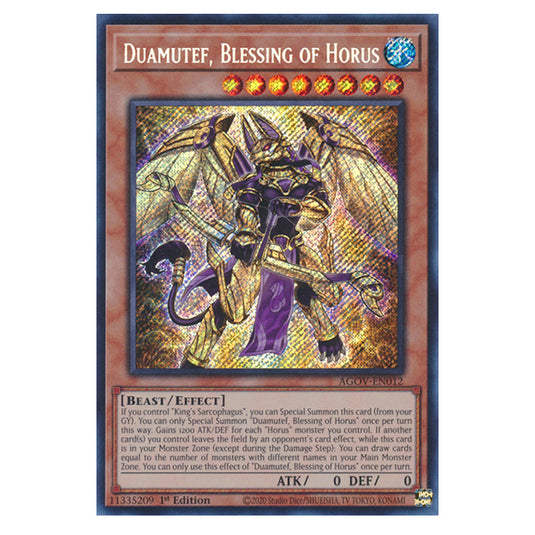 Yu-Gi-Oh! - Age of Overlord - Duamutef, Blessing of Horus (Secret Rare) AGOV-EN012