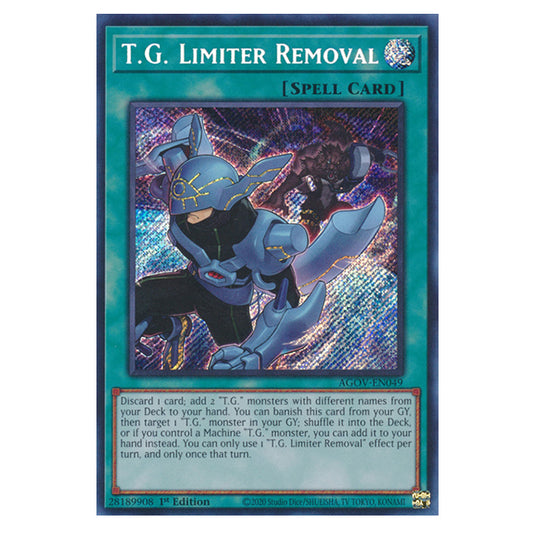Yu-Gi-Oh! - Age of Overlord - T.G. Limiter Removal (Secret Rare) AGOV- Yu-Gi-Oh! - Age of Overlord - T.G. Limiter Removal (Secret Rare) AGOV-