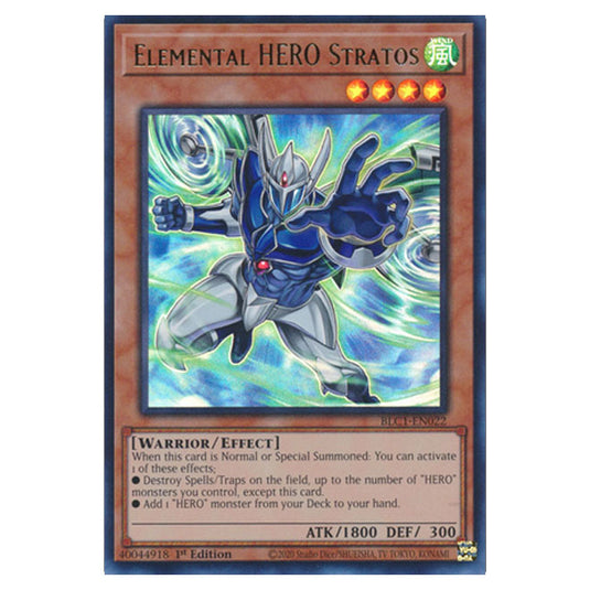 Yu-Gi-Oh! - Battles of Legend: Chapter 1 - Elemental HERO Stratos (Alternate Art) (Gold) (Ultra Rare) BLC1-EN022