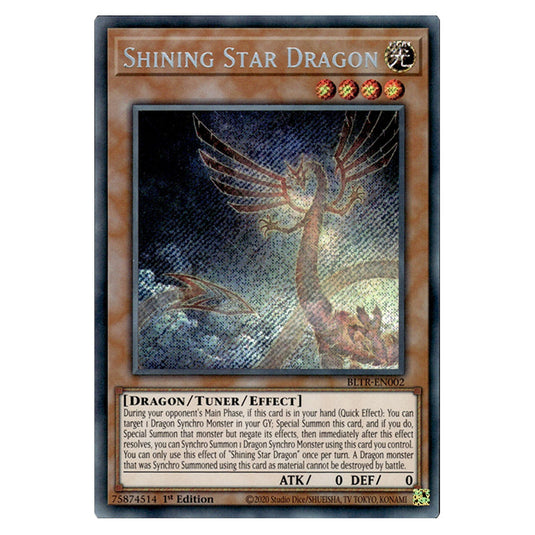 Shining Star Dragon BLTR-EN002 card from the Yu-Gi-Oh! set Battles of Legend: Terminal Revenge