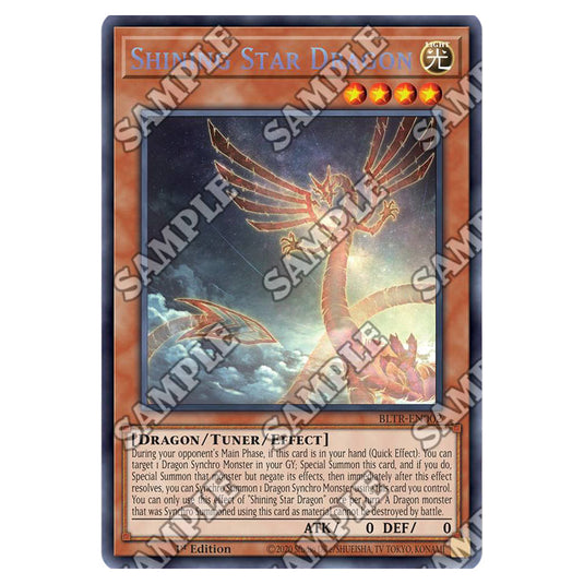 Shining Star Dragon BLTR-EN002a card from the Yu-Gi-Oh! set Battles of Legend: Terminal Revenge