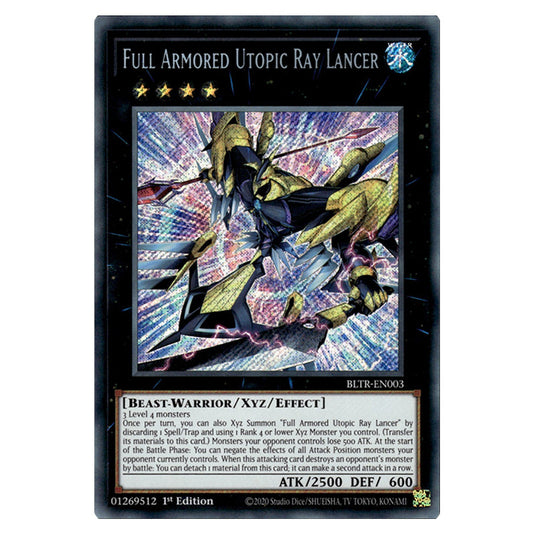 Full Armored Utopic Ray Lancer BLTR-EN003 card from the Yu-Gi-Oh! set Battles of Legend: Terminal Revenge