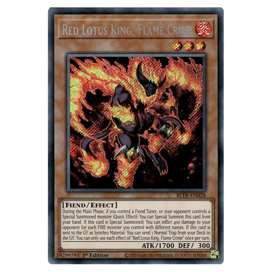 Red Lotus King, Flame Crime BLTR-EN028 card from the Yu-Gi-Oh! set Battles of Legend: Terminal Revenge