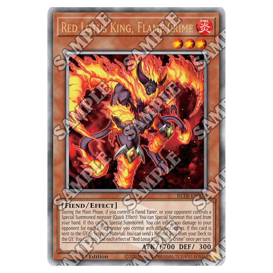 Red Lotus King, Flame Crime BLTR-EN028a card from the Yu-Gi-Oh! set Battles of Legend: Terminal Revenge