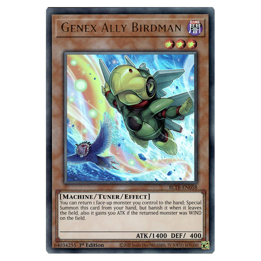 Genex Ally Birdman (Alternate Art) BLTR-EN058 card from the Yu-Gi-Oh! set Battles of Legend: Terminal Revenge