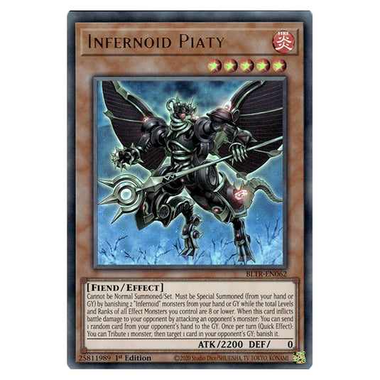 Infernoid Piaty BLTR-EN062 card from the Yu-Gi-Oh! set Battles of Legend: Terminal Revenge