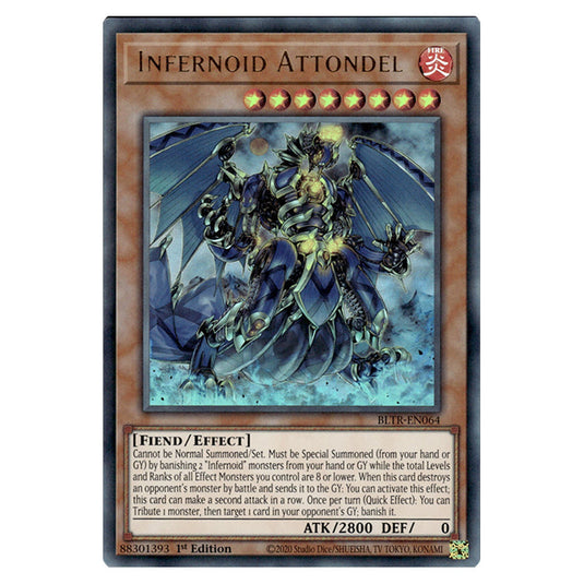 Infernoid Attondel BLTR-EN064 card from the Yu-Gi-Oh! set Battles of Legend: Terminal Revenge