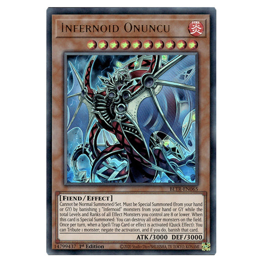 Infernoid Onuncu BLTR-EN065 card from the Yu-Gi-Oh! set Battles of Legend: Terminal Revenge