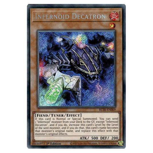 Infernoid Decatron BLTR-EN069 card from the Yu-Gi-Oh! set Battles of Legend: Terminal Revenge