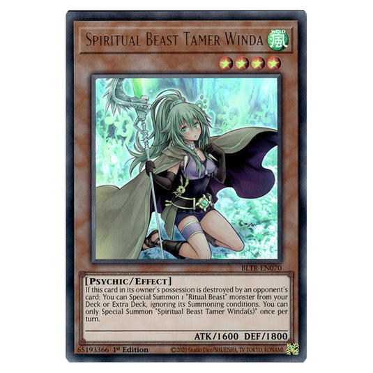 Spiritual Beast Tamer Winda BLTR-EN070 card from the Yu-Gi-Oh! set Battles of Legend: Terminal Revenge