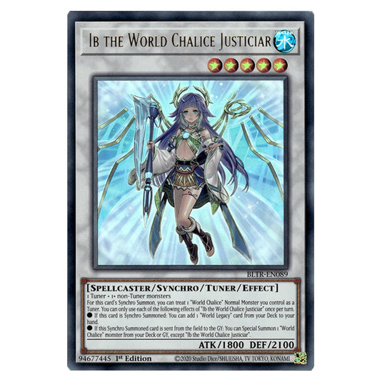 Ib the World Chalice Justiciar BLTR-EN089 card from the Yu-Gi-Oh! set Battles of Legend: Terminal Revenge