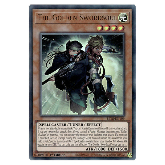 The Golden Swordsoul BLTR-EN109 card from the Yu-Gi-Oh! set Battles of Legend: Terminal Revenge