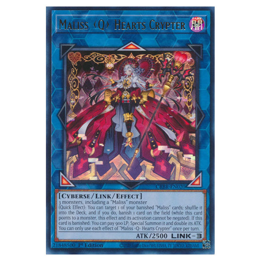 Maliss <Q> Hearts Crypter CRBR-EN020b card from the Yu-Gi-Oh! set Crossover Breakers
