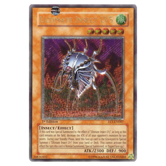 Ultimate Insect LV5 FET-EN007A card from the Yu-Gi-Oh! set Flaming Eternity