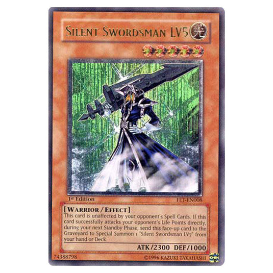 Silent Swordsman LV5 FET-EN008A card from the Yu-Gi-Oh! set Flaming Eternity
