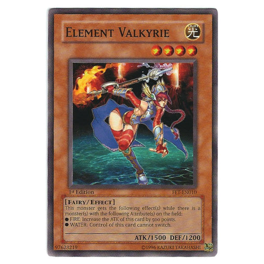 Element Valkyrie FET-EN010 card from the Yu-Gi-Oh! set Flaming Eternity