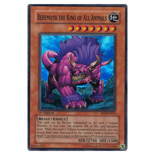 Behemoth the King of All Animals FET-EN014 card from the Yu-Gi-Oh! set Flaming Eternity