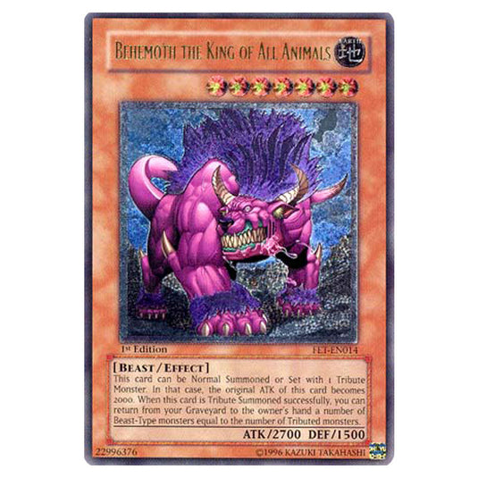 Behemoth the King of All Animals FET-EN014A card from the Yu-Gi-Oh! set Flaming Eternity