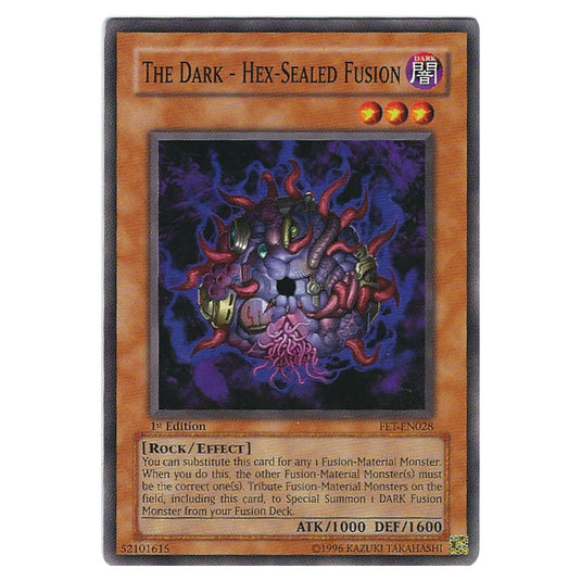 The Dark - Hex-Sealed Fusion FET-EN028 card from the Yu-Gi-Oh! set Flaming Eternity