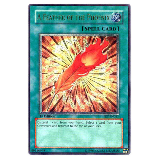 A Feather of the Phoenix FET-EN037A card from the Yu-Gi-Oh! set Flaming Eternity