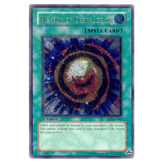 Meteor of Destruction FET-EN041A card from the Yu-Gi-Oh! set Flaming Eternity