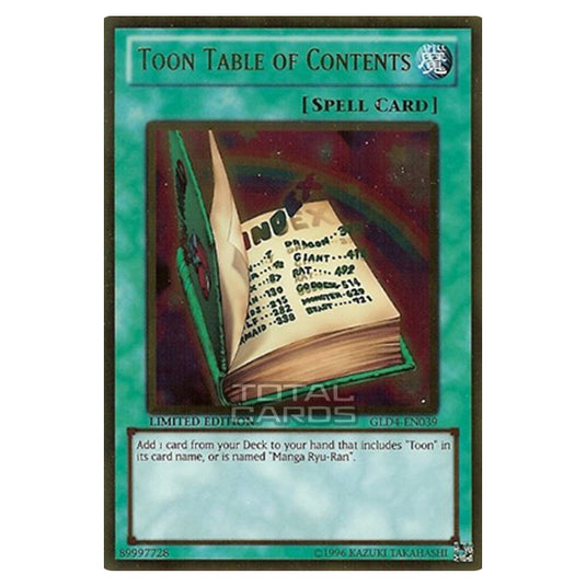 Yu-Gi-Oh! - Gold Series 4: Pyramids Edition - Toon Table of Contents (Gold Rare) GLD4-EN039