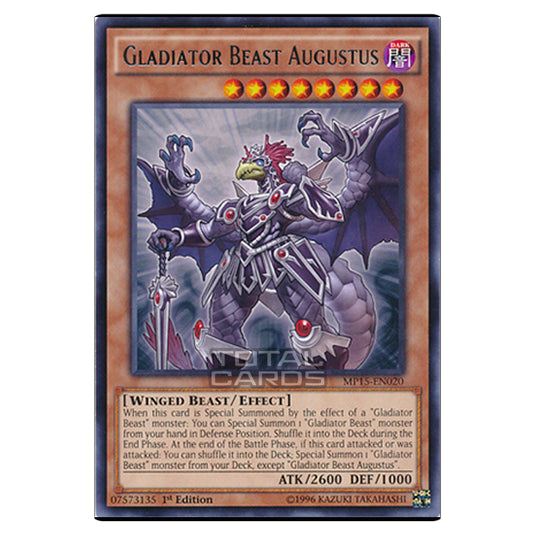 Yu-Gi-Oh! - 2015 Mega-Tin Mega Pack - Gladiator Beast Augustus (Rare) MP15-EN020