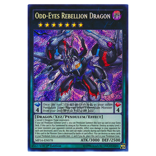 Yu-Gi-Oh! - 2016 Mega-Tin Mega Pack - Odd-Eyes Rebellion Dragon (Secret Rare) MP16-EN078