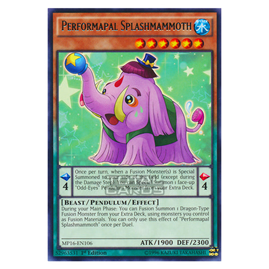 Yu-Gi-Oh! - 2016 Mega-Tin Mega Pack - Performapal Splashmammoth (Rare) MP16-EN106