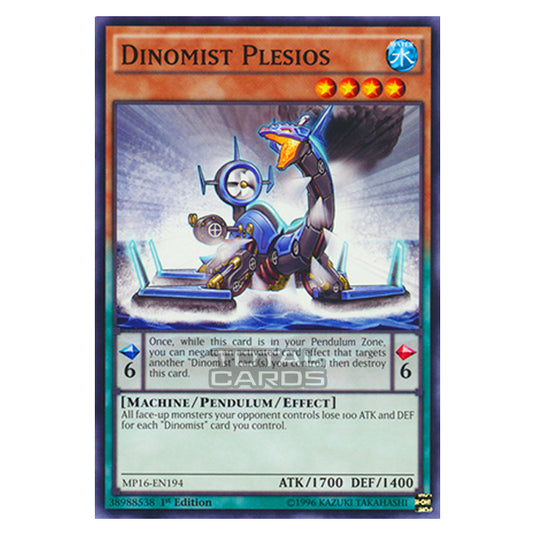 Yu-Gi-Oh! - 2016 Mega-Tin Mega Pack - Dinomist Plesios (Common) MP16-EN194