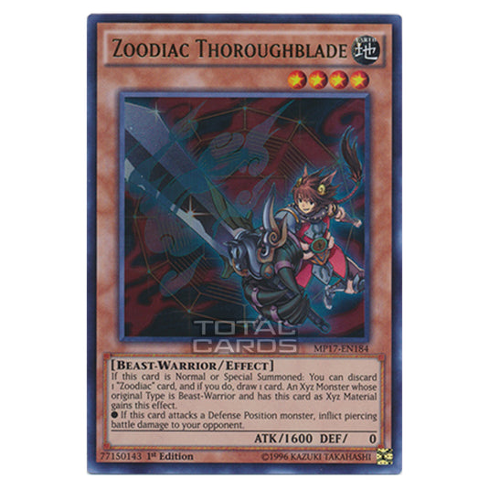 Yu-Gi-Oh! - 2017 Mega-Tin Mega Pack - Zoodiac Thoroughblade (Ultra Rare) MP17-EN184